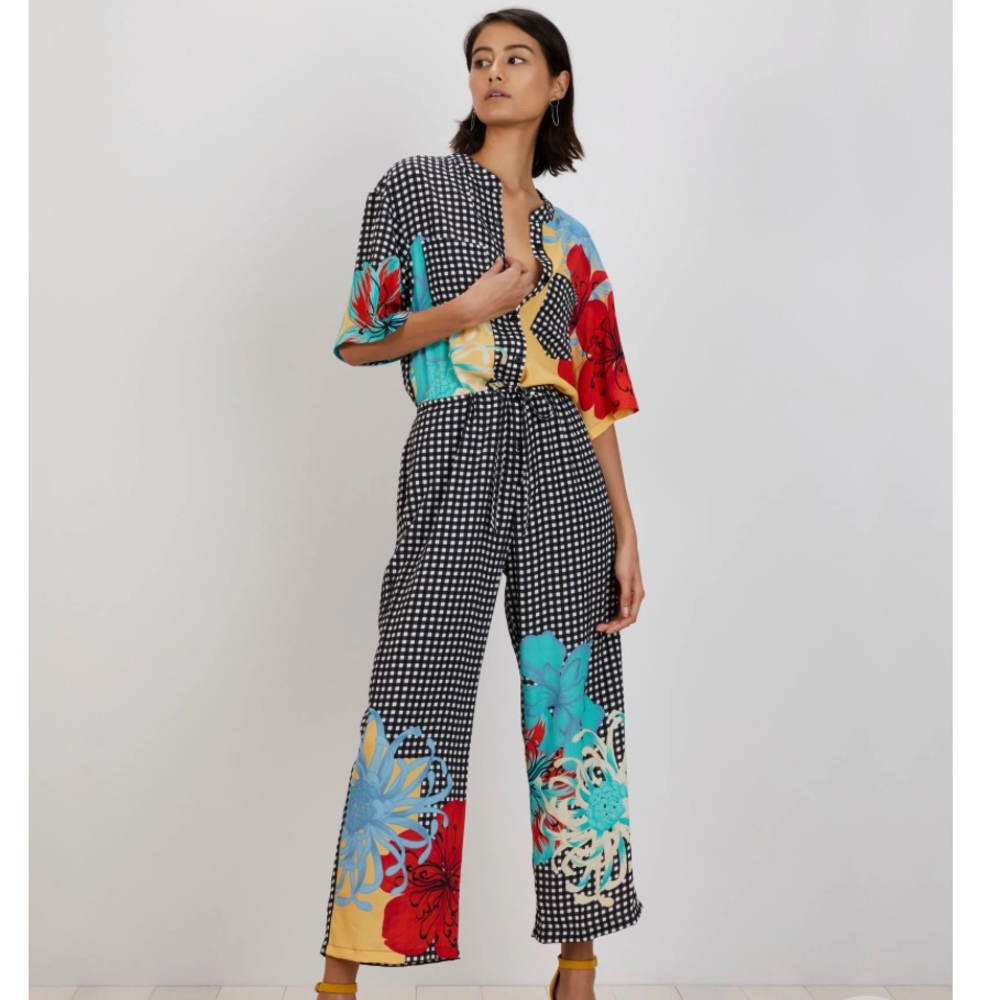 The Kit Issa Jumpsuit in Gingham Camellia (NWT)